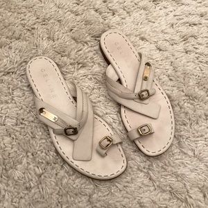 Vintage Celine white gold toe loop sandals leather sandals, EUC, size 39